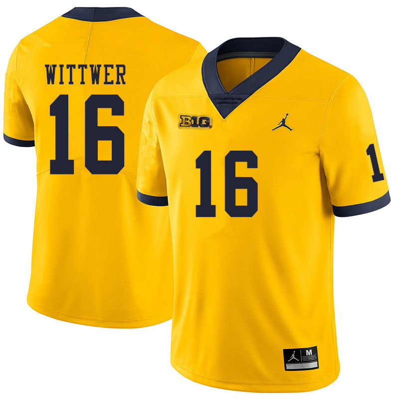 Men #16 Max Wittwer Michigan Wolverines College Football Jerseys Sale-Yellow